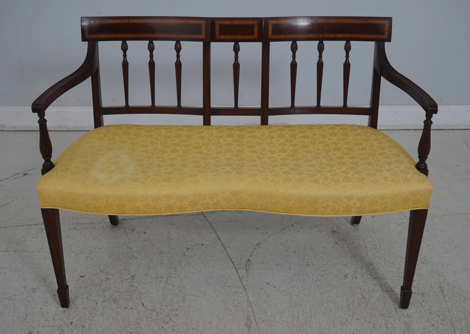 Wood & Hogan Sheraton Inlaid Mahogany Settee Bench - 2