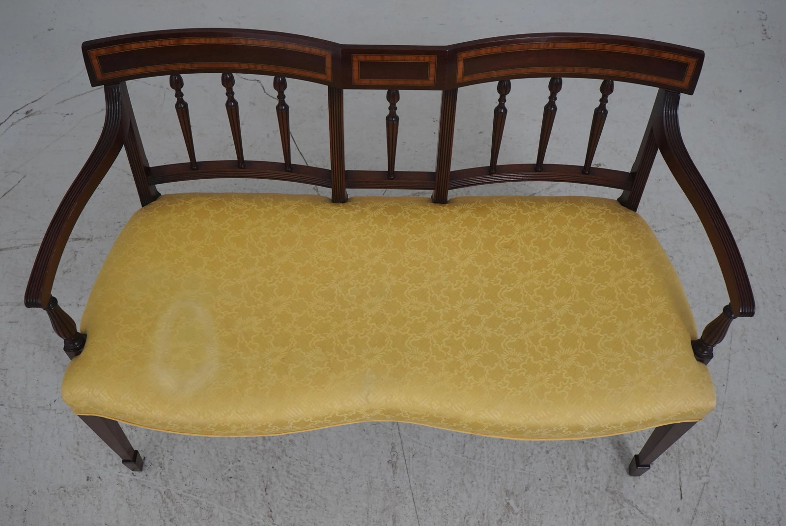 Wood & Hogan Sheraton Inlaid Mahogany Settee Bench - 3