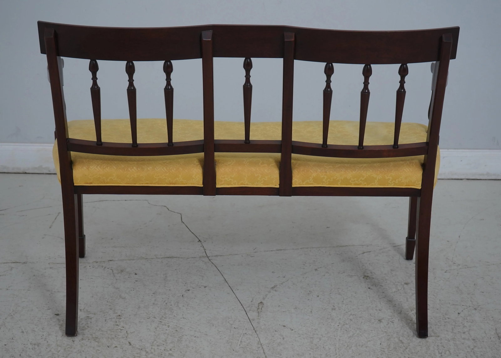 Wood & Hogan Sheraton Inlaid Mahogany Settee Bench - 4