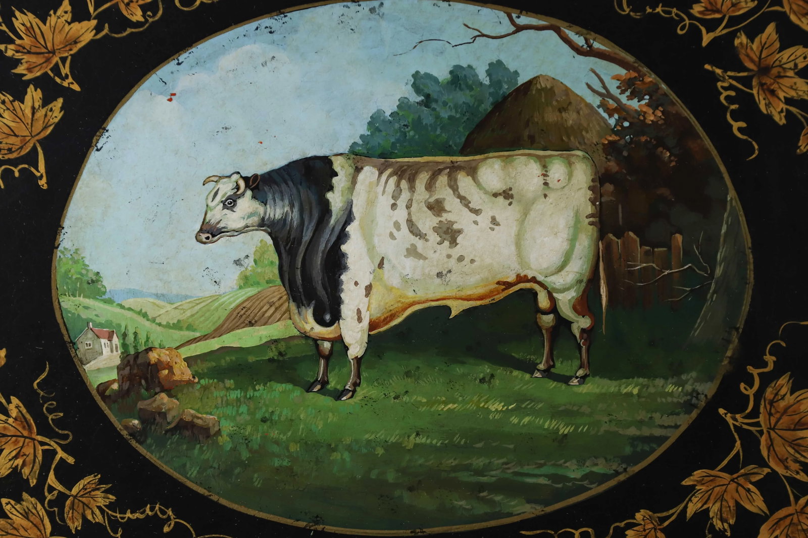 Vintage Farm Animal White Cow Tray - 2