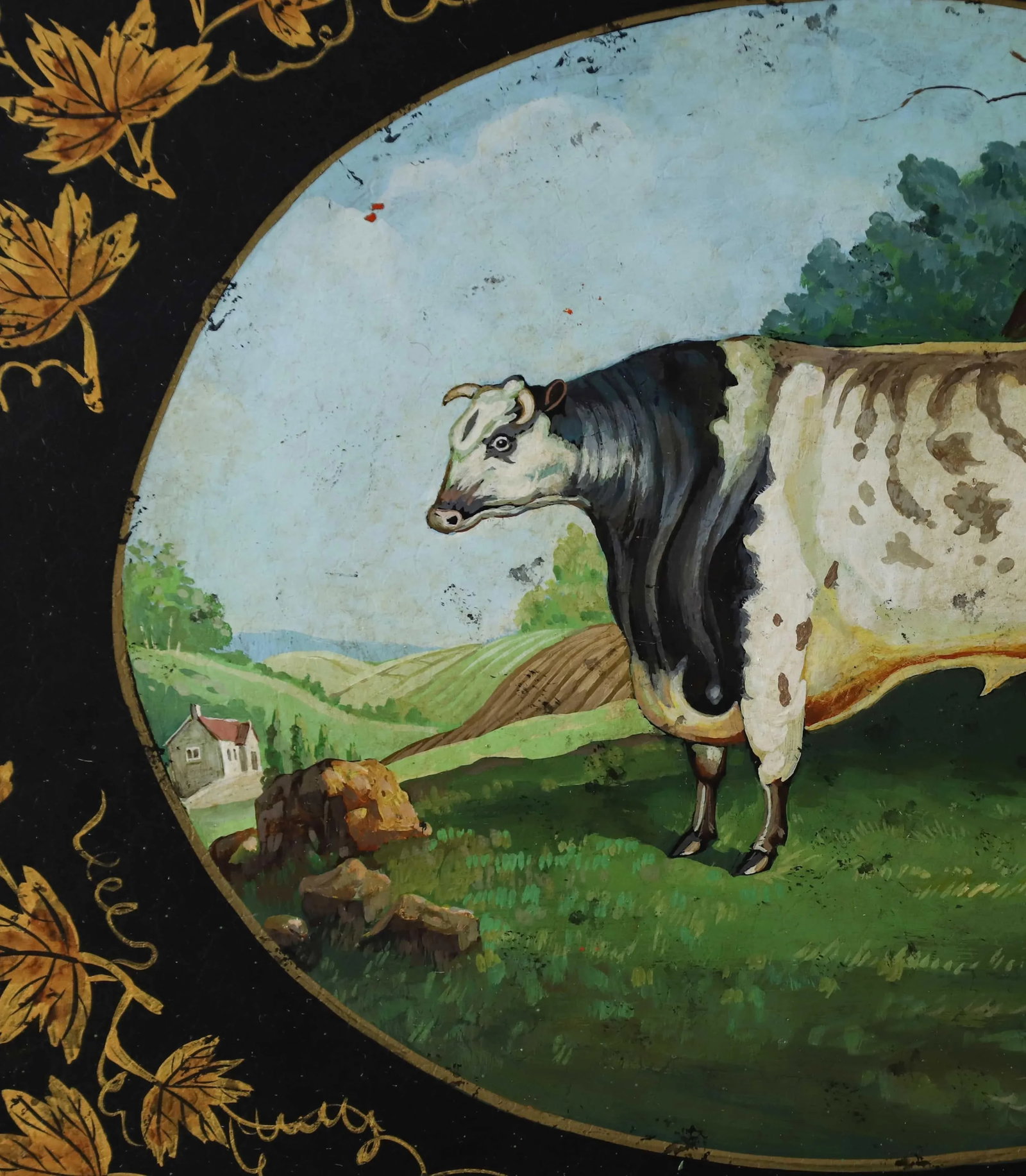 Vintage Farm Animal White Cow Tray - 8
