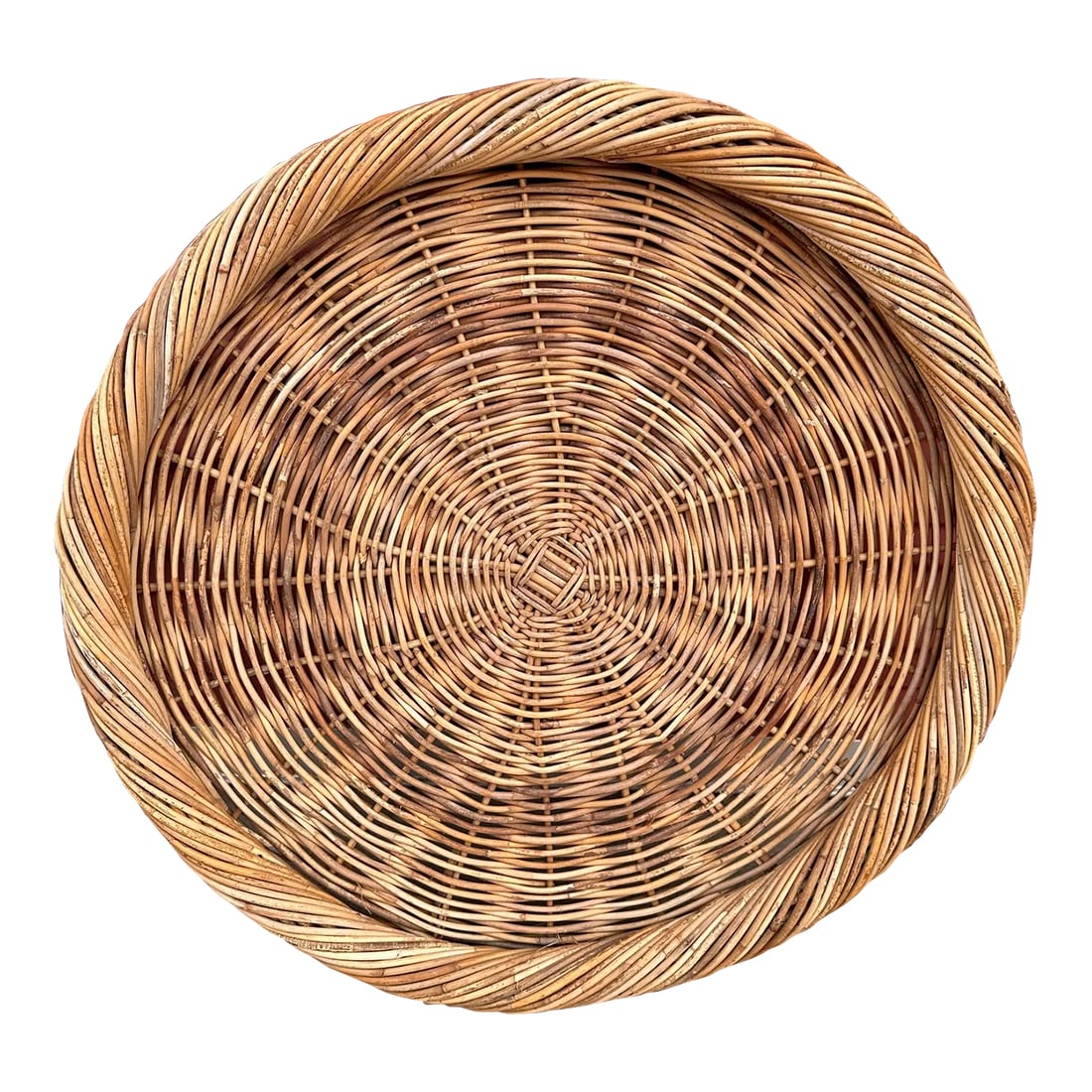 Large Rustic Thick Woven Wicker Tray: Bring the rustic warmth of wicker to the table with this handwoven tray. Lightweight piece is crafted from rattan, and sits comfortably at both casual gatherings and modern place settings. It's textur