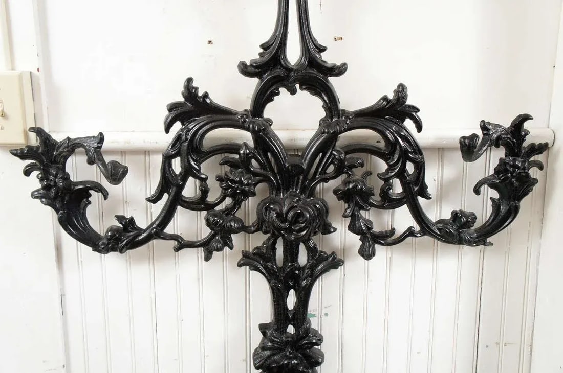 19th Century Black Painted Cast Iron Hall Tree - 5
