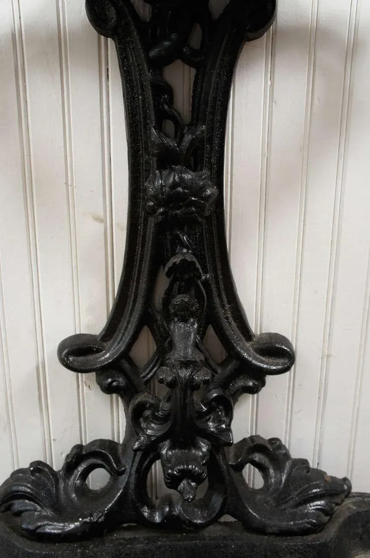 19th Century Black Painted Cast Iron Hall Tree - 7