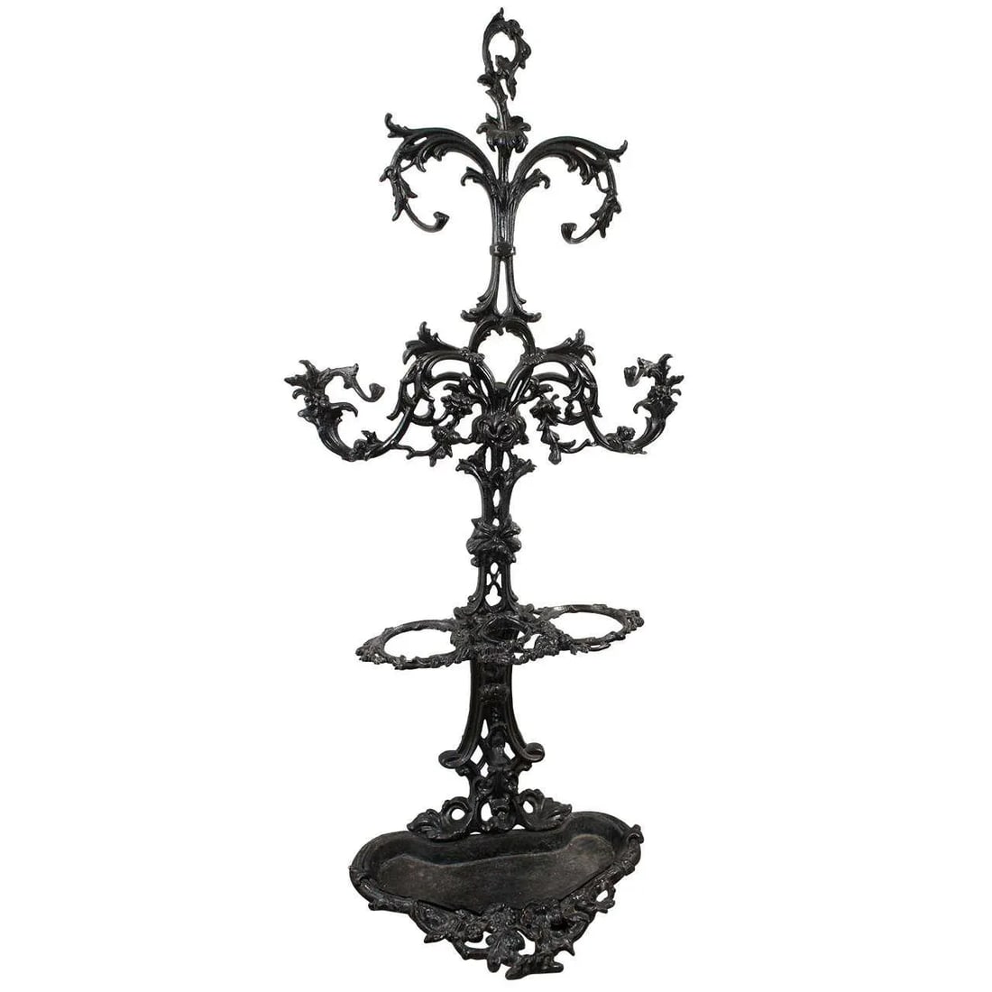 19th Century Black Painted Cast Iron Hall Tree - 9