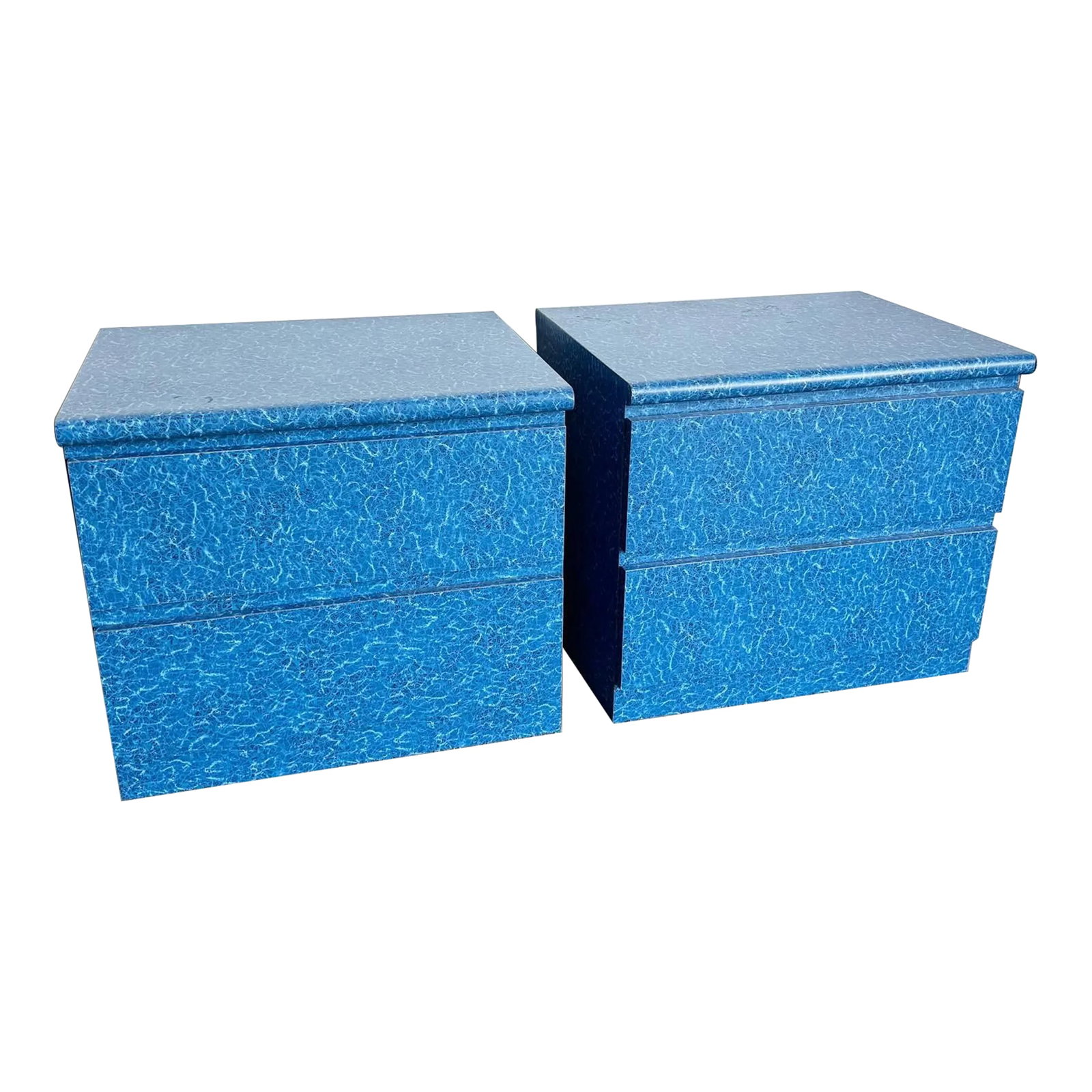 Postmodern Aquatic Blue Laminate Nightstands - a Pair (1 of 8)