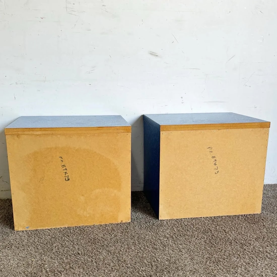 Postmodern Aquatic Blue Laminate Nightstands - a Pair - 6