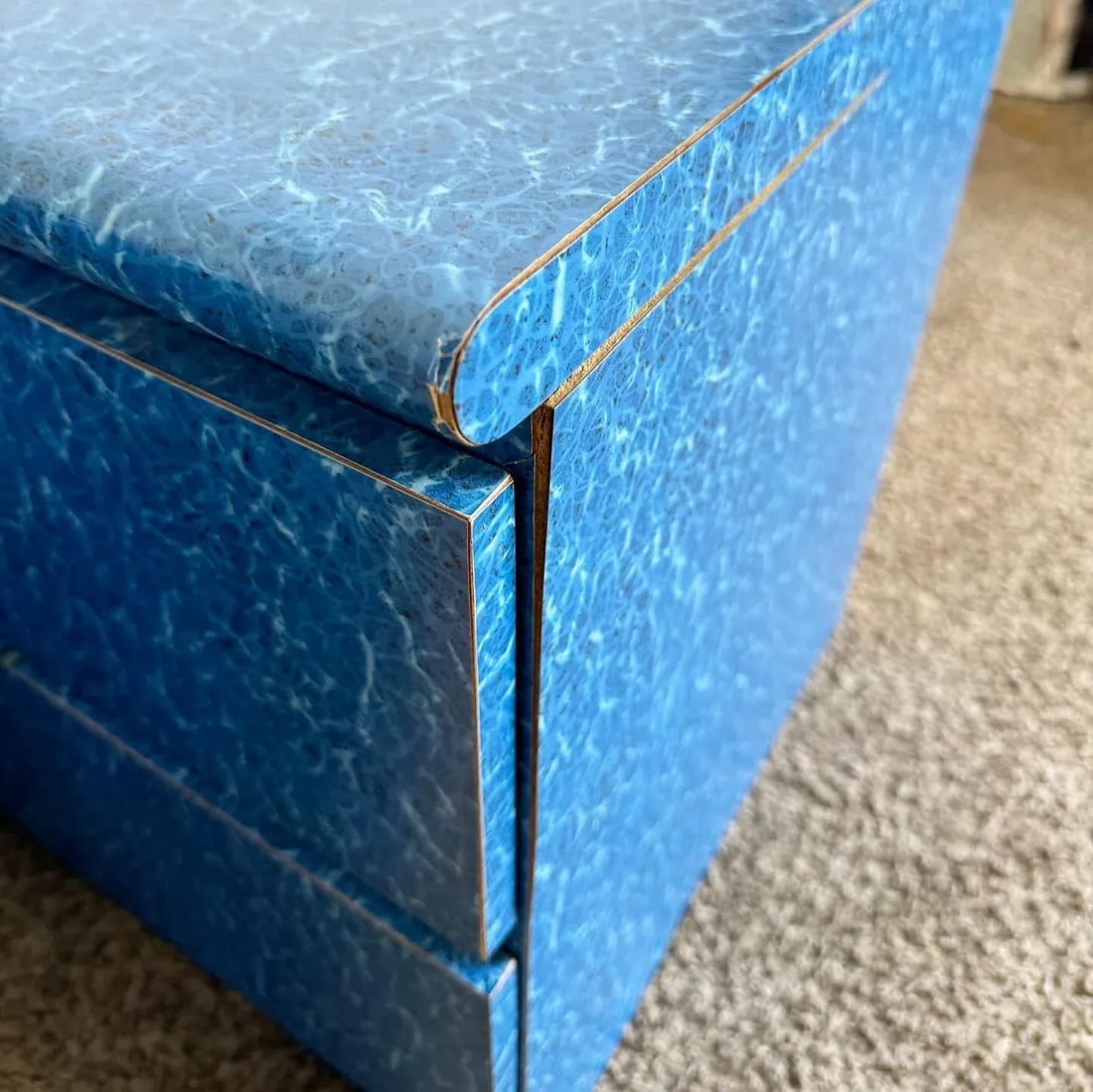 Postmodern Aquatic Blue Laminate Nightstands - a Pair - 7