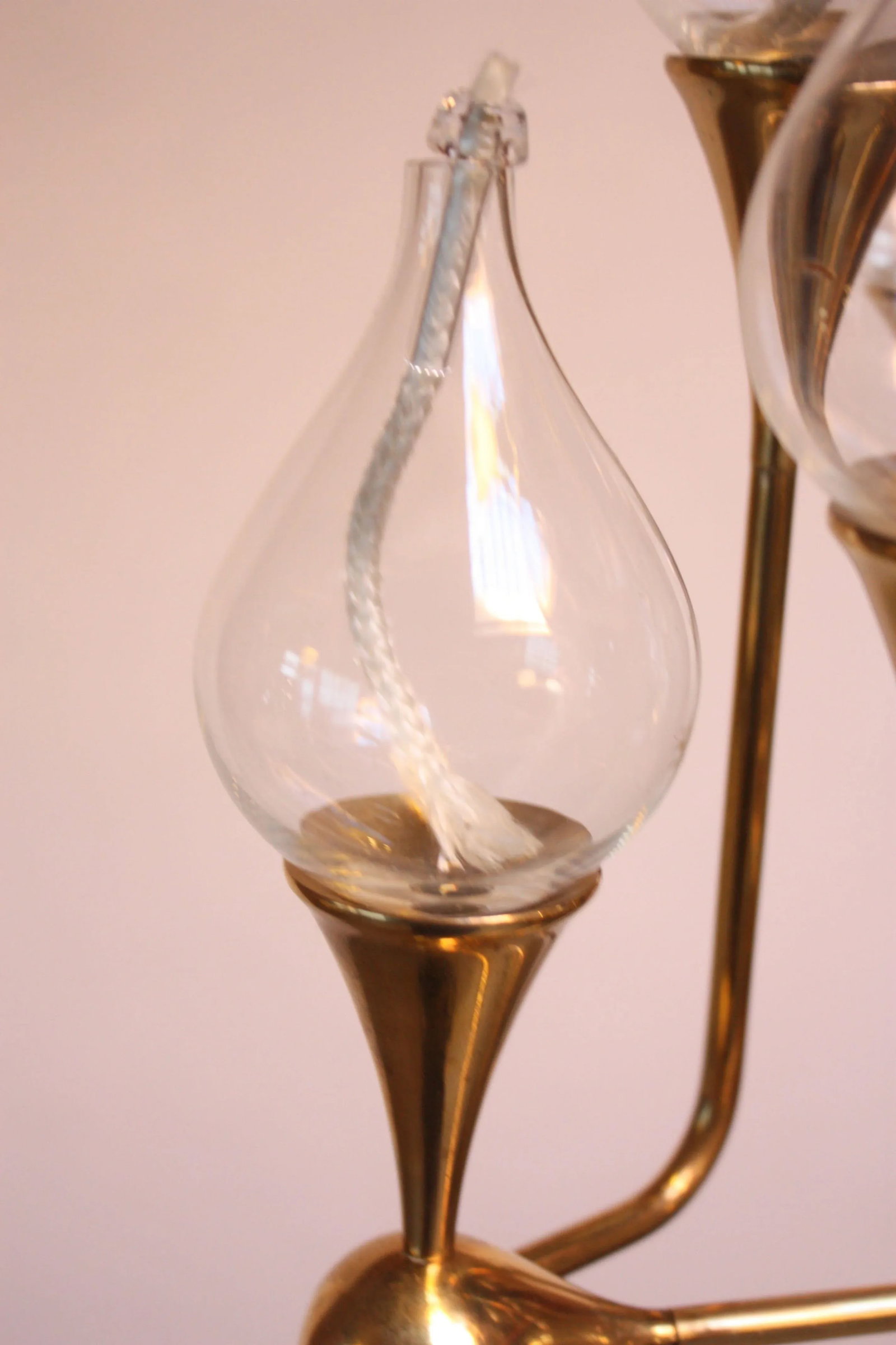 West German Brass and Glass Oil Lamp Candelabra by Freddie Andersen - 8