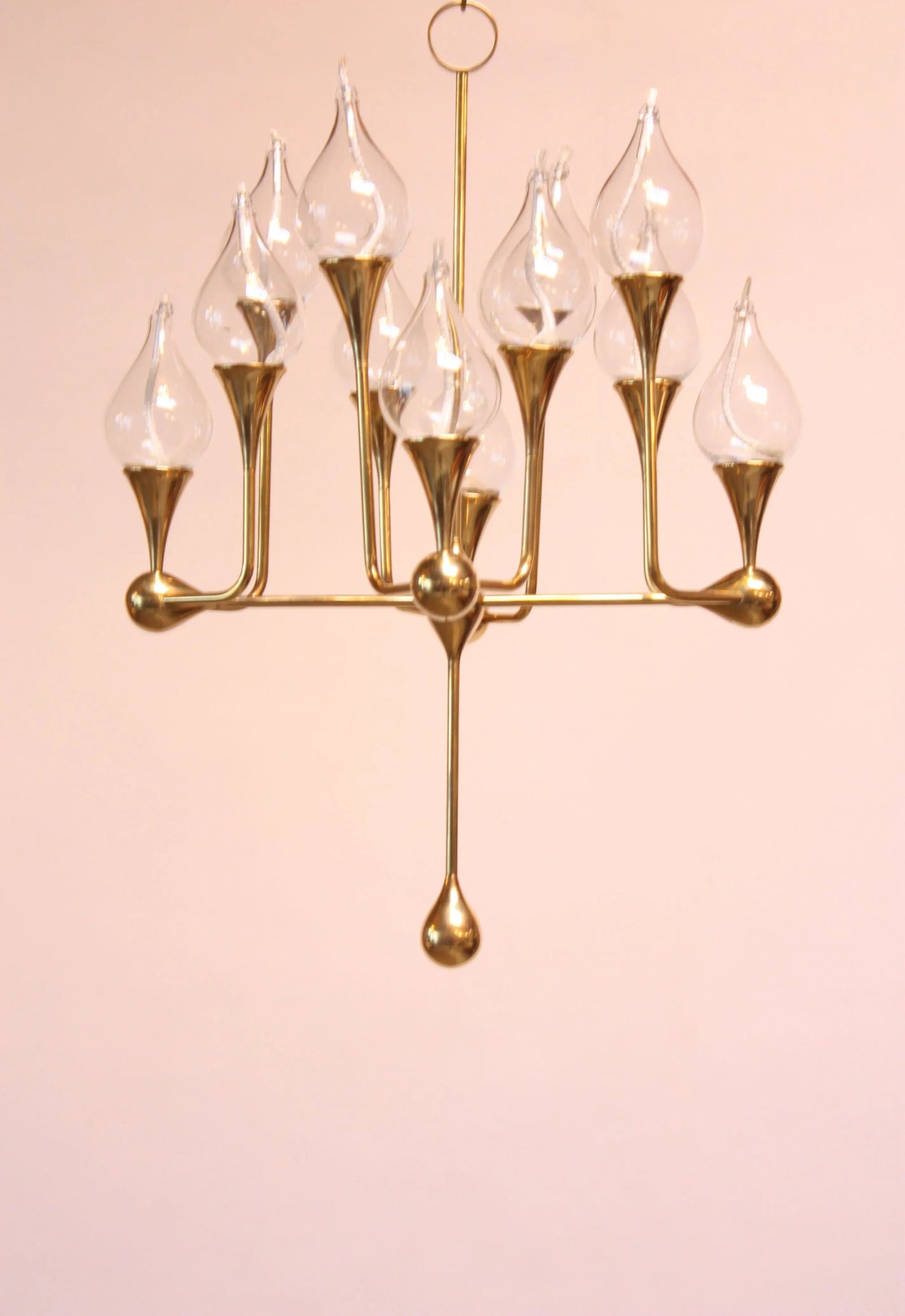 West German Brass and Glass Oil Lamp Candelabra by Freddie Andersen - 9