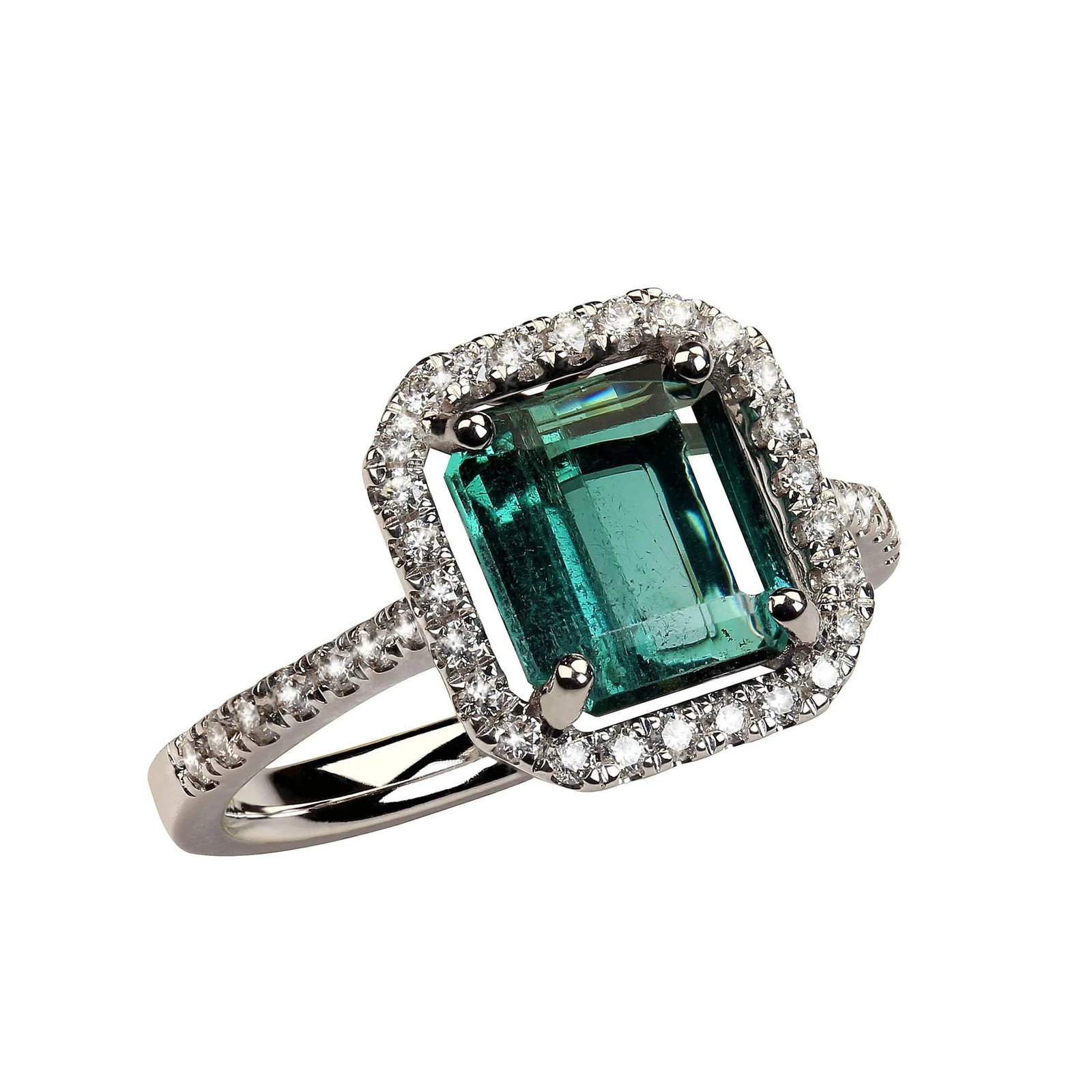 Green Tourmaline and Diamond Dinner Ring Size 6.5 - 11