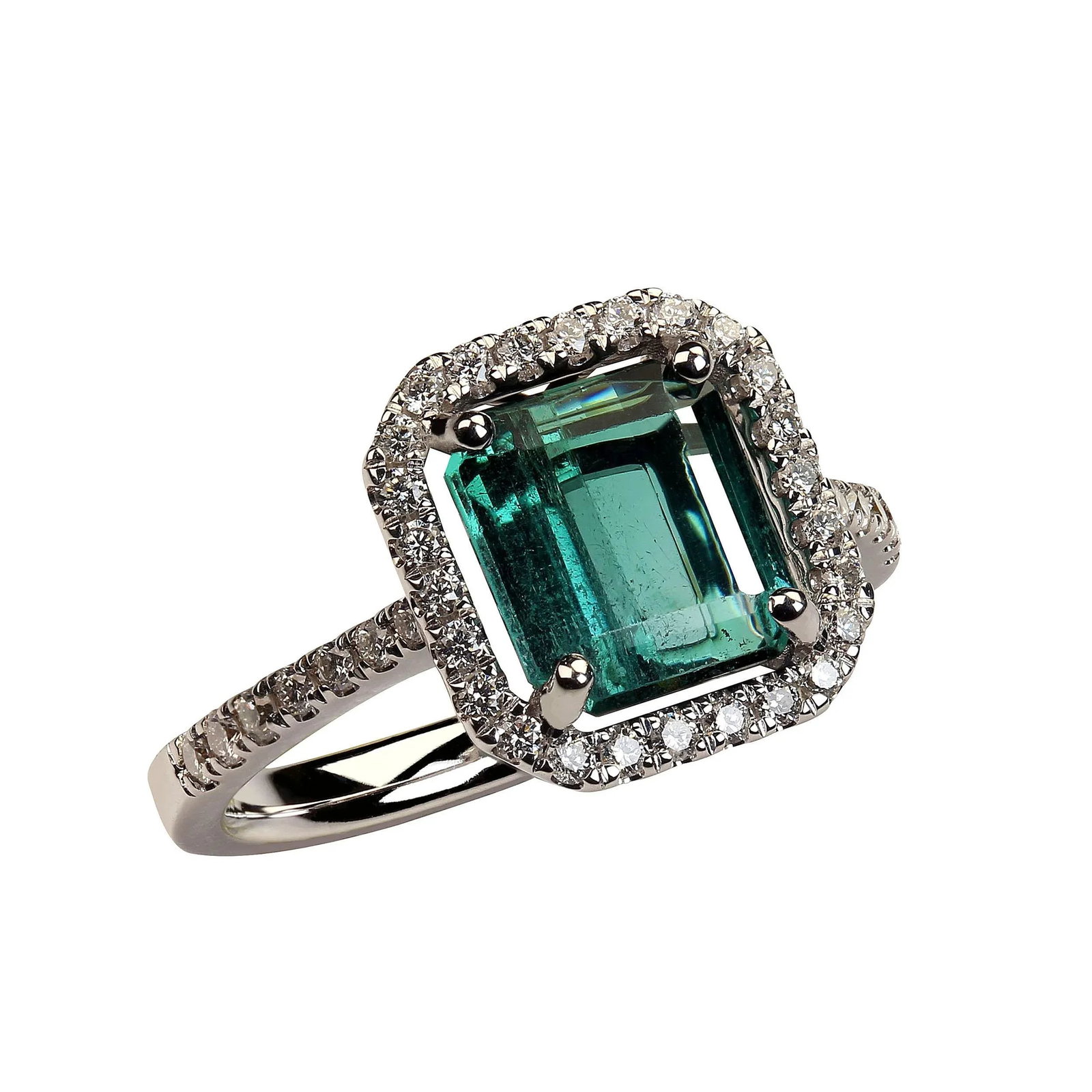 Green Tourmaline and Diamond Dinner Ring Size 6.5 - 3