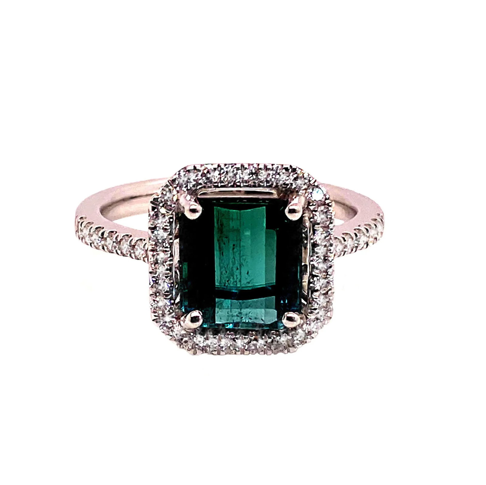 Green Tourmaline and Diamond Dinner Ring Size 6.5 - 4