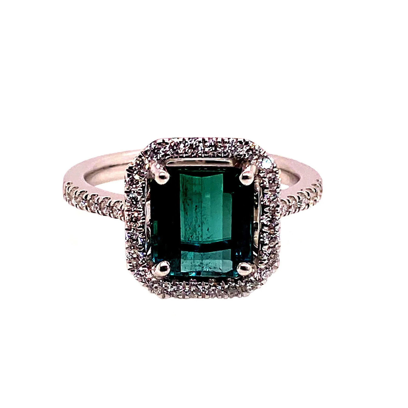 Green Tourmaline and Diamond Dinner Ring Size 6.5 - 7