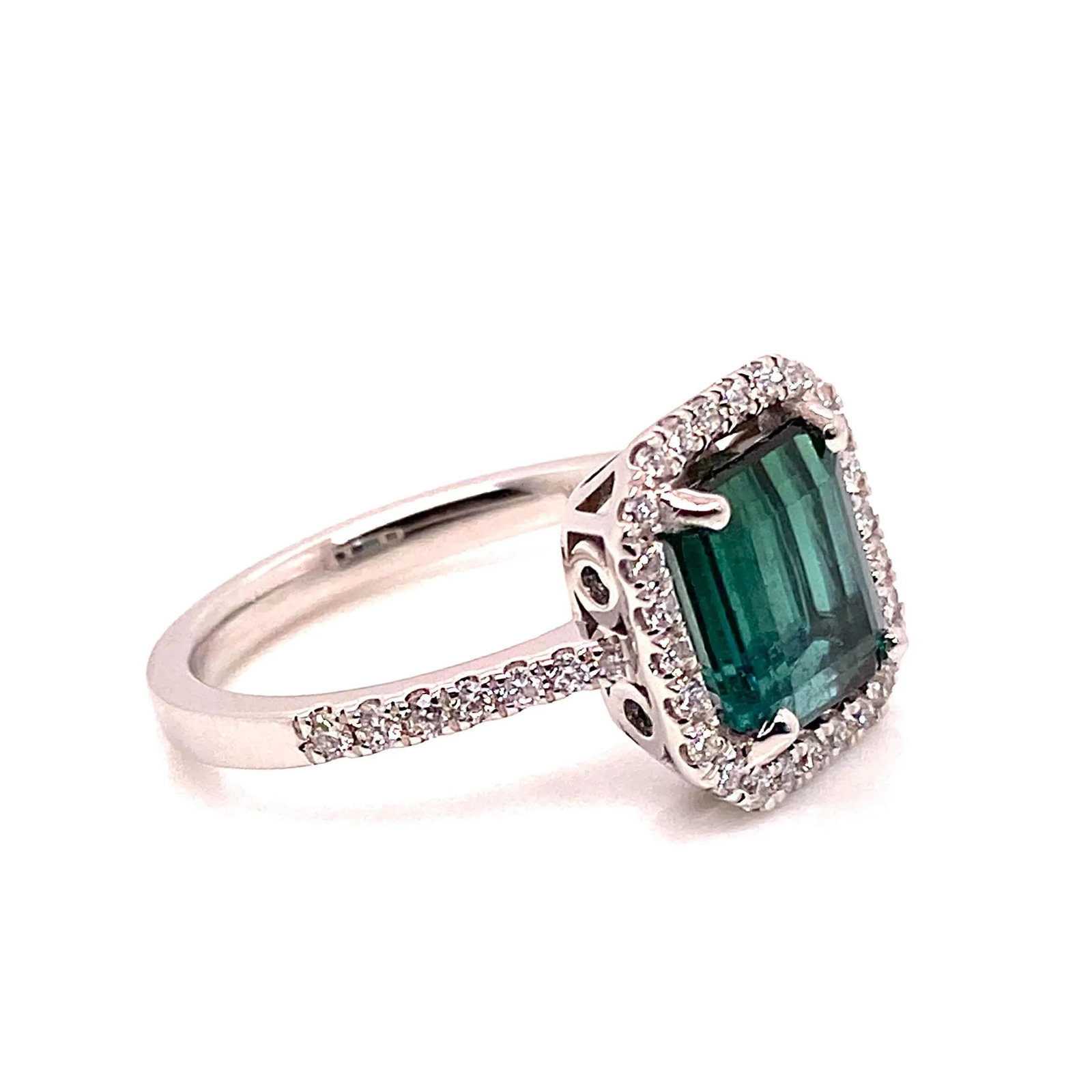 Green Tourmaline and Diamond Dinner Ring Size 6.5 - 9