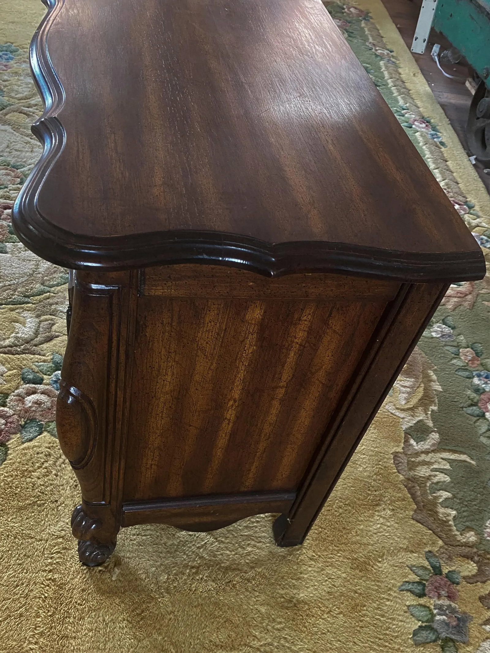 French Country Carved Dark Wood Nightstands Side End Tables- a Pair - 6
