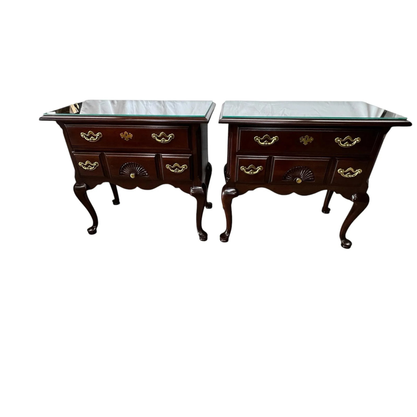 Thomasville Mahogany Two Drawer Large Size Nightstand/ Side Table - A Pair - 2
