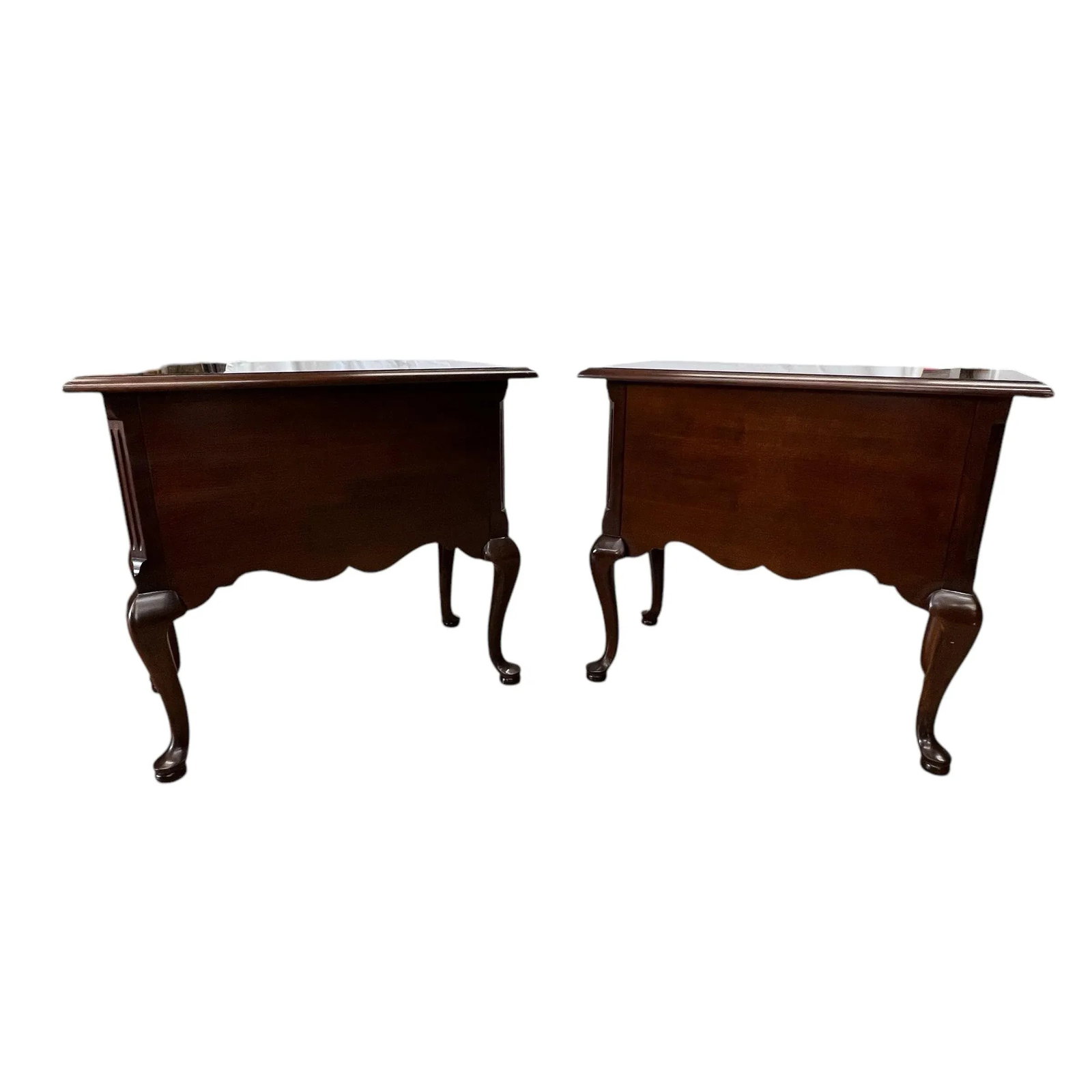 Thomasville Mahogany Two Drawer Large Size Nightstand/ Side Table - A Pair - 3