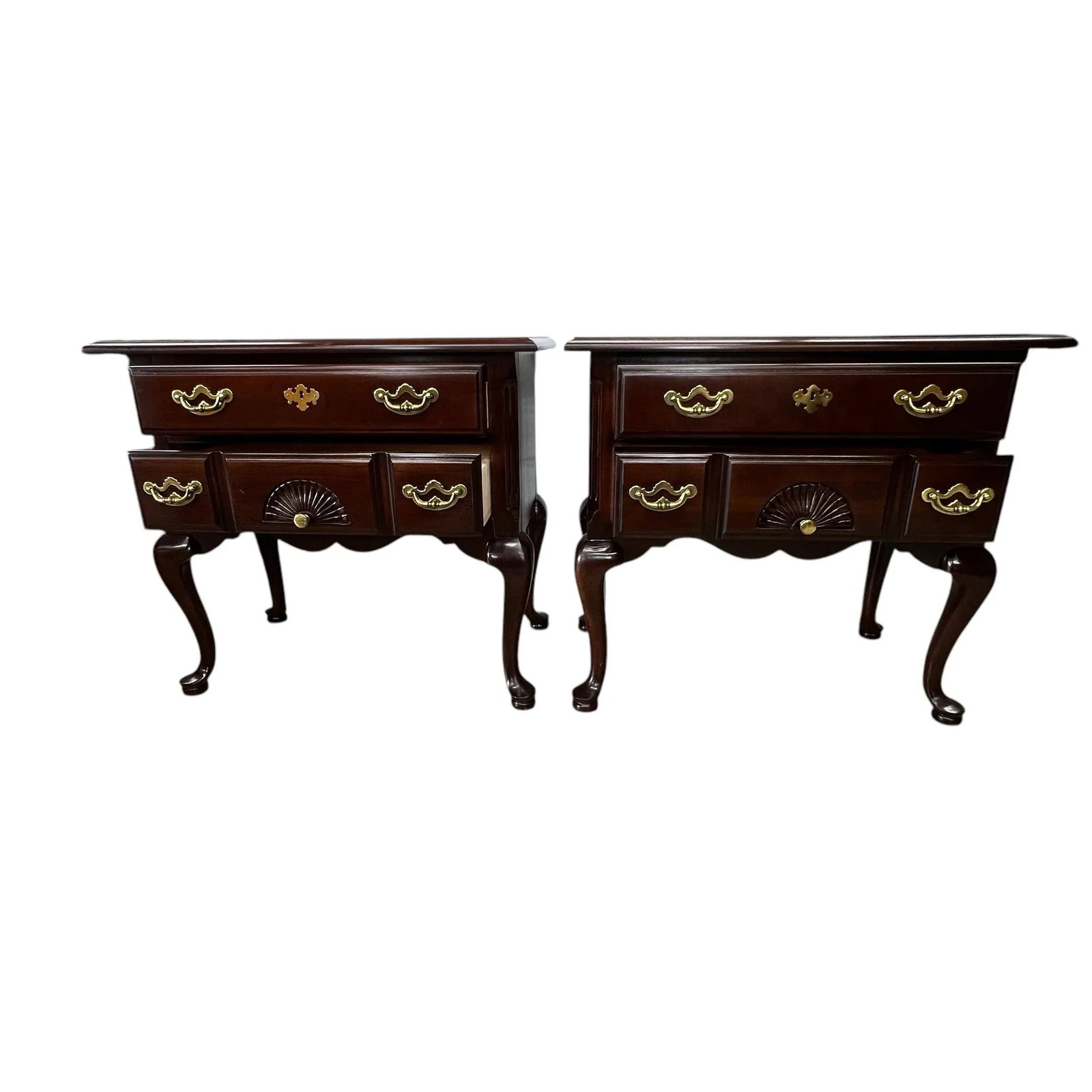 Thomasville Mahogany Two Drawer Large Size Nightstand/ Side Table - A Pair - 4