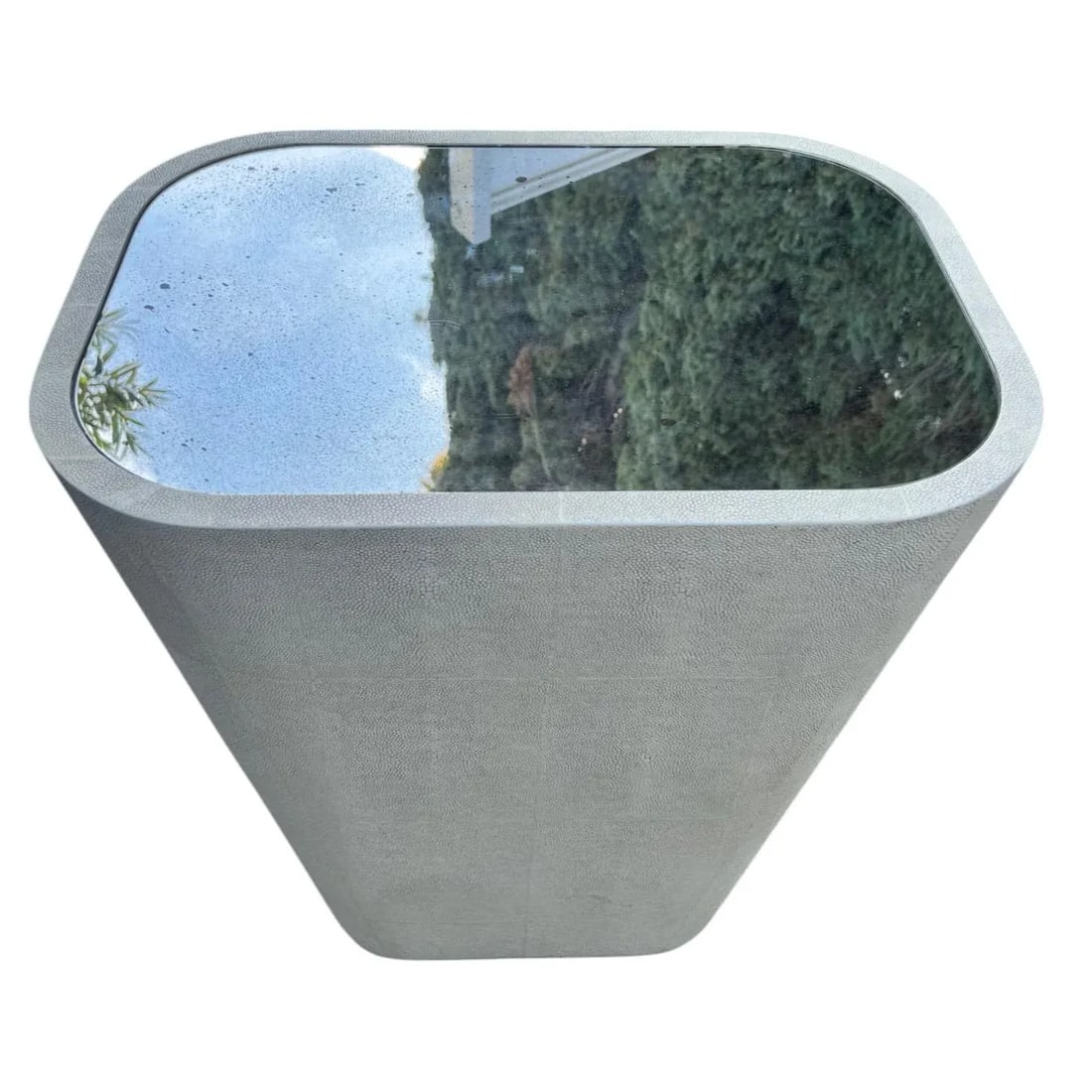 Shagreen Plinth Side Table With Mercury Mirror Top - 10