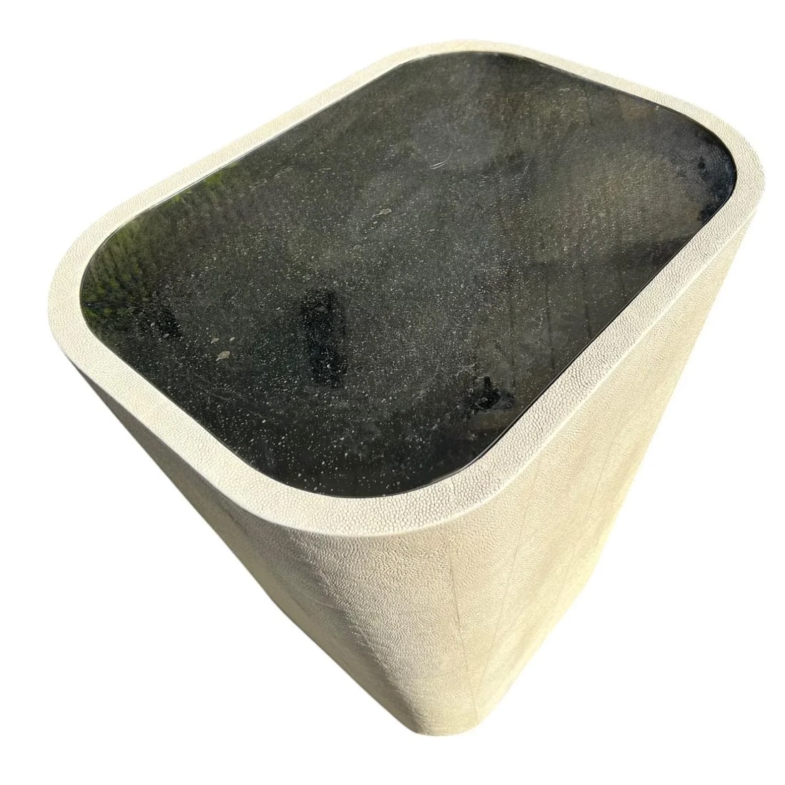 Shagreen Plinth Side Table With Mercury Mirror Top - 3