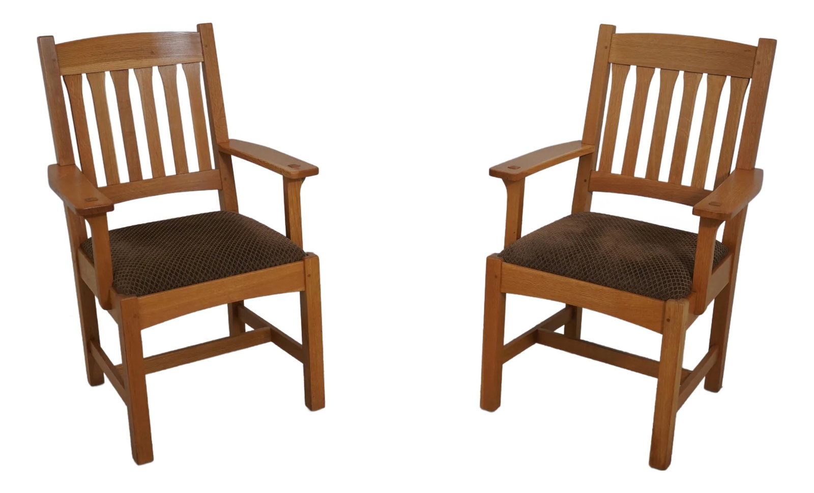 Pair Stickley Mission Oak Arts & Crafts Style Chairs (1 of 12)