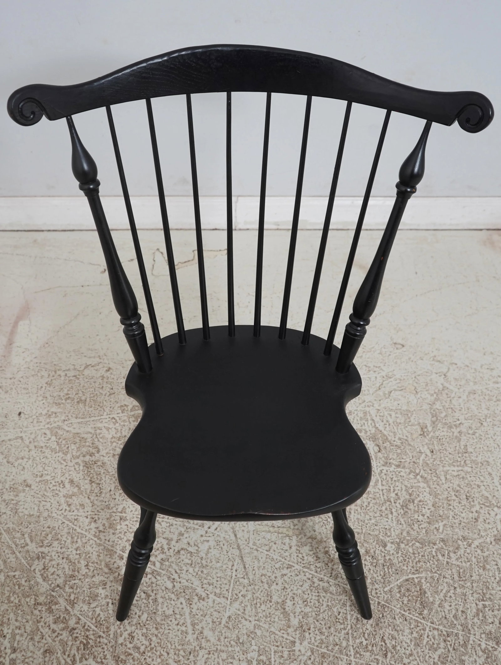Pair Black Painted Comb Back Windsor Armchairs - 2