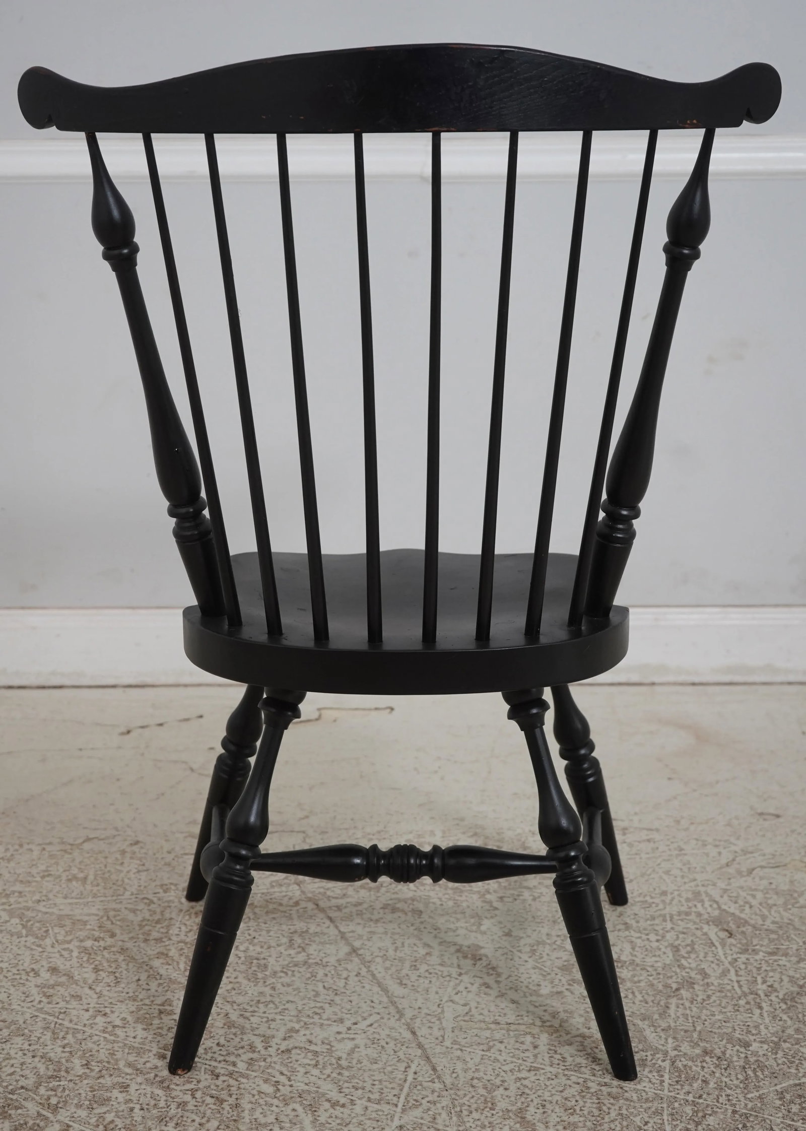 Pair Black Painted Comb Back Windsor Armchairs - 4