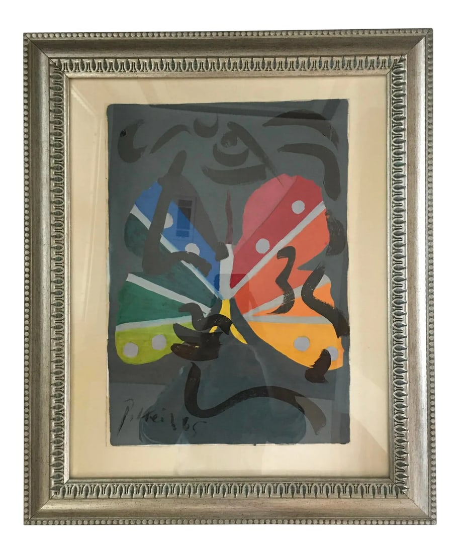 Miro and Me, Peter Keil, 1965: Peter Keil is a German artist who focuses primarily on abstract expressionism. Keil painted with some of the greats, including Joan Miro, Pablo Picasso, and Andy Warhol, to name a few. Titled "Miro an