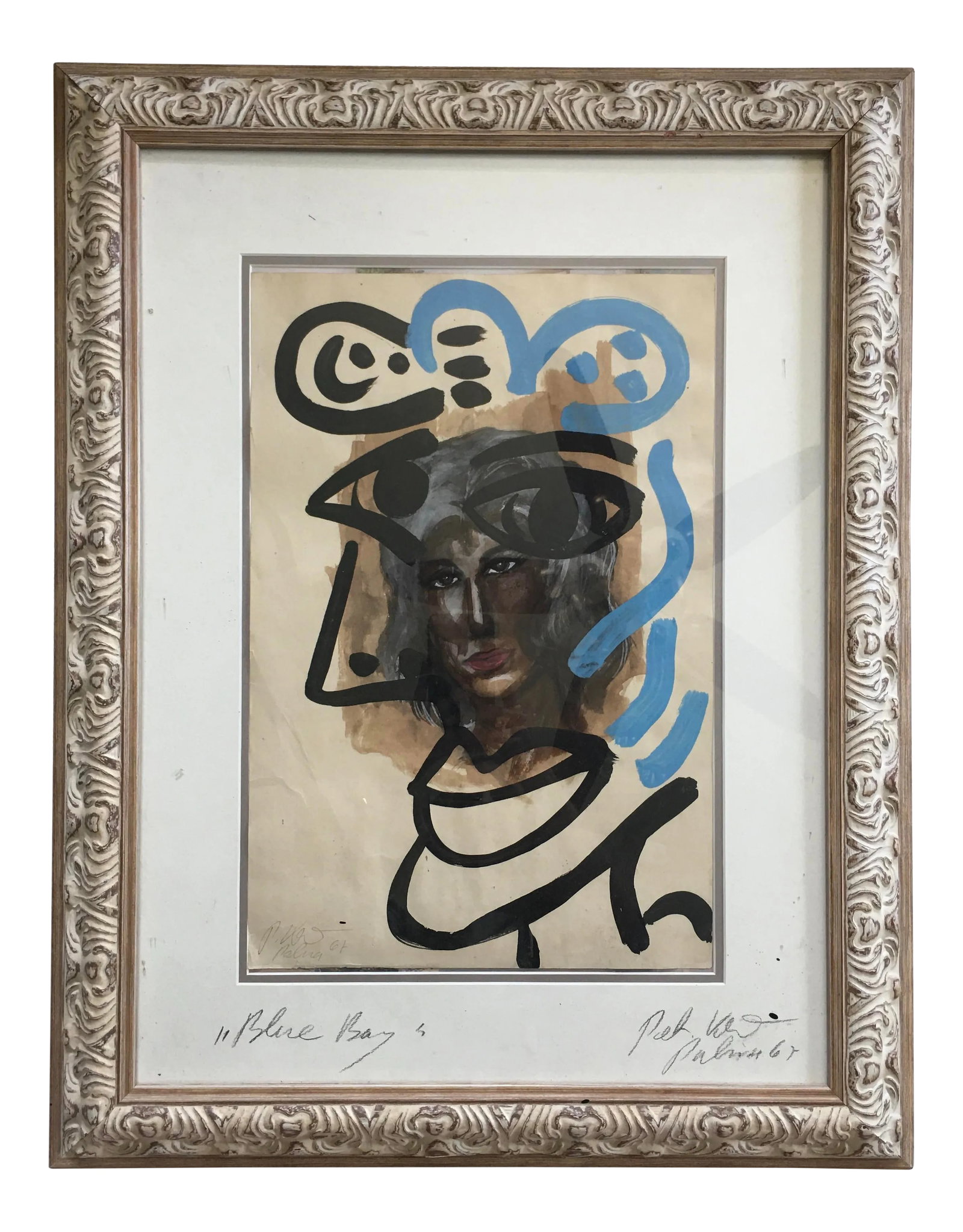 Blue Boy Titled Painting by Peter Keil, Palma 1967: Peter Keil is a German artist that focuses primarily on abstract expressionism. Keil painted with some of the greats including Joan Miro, Pablo Picasso and Andy Warhol, to name a few. This is a very n