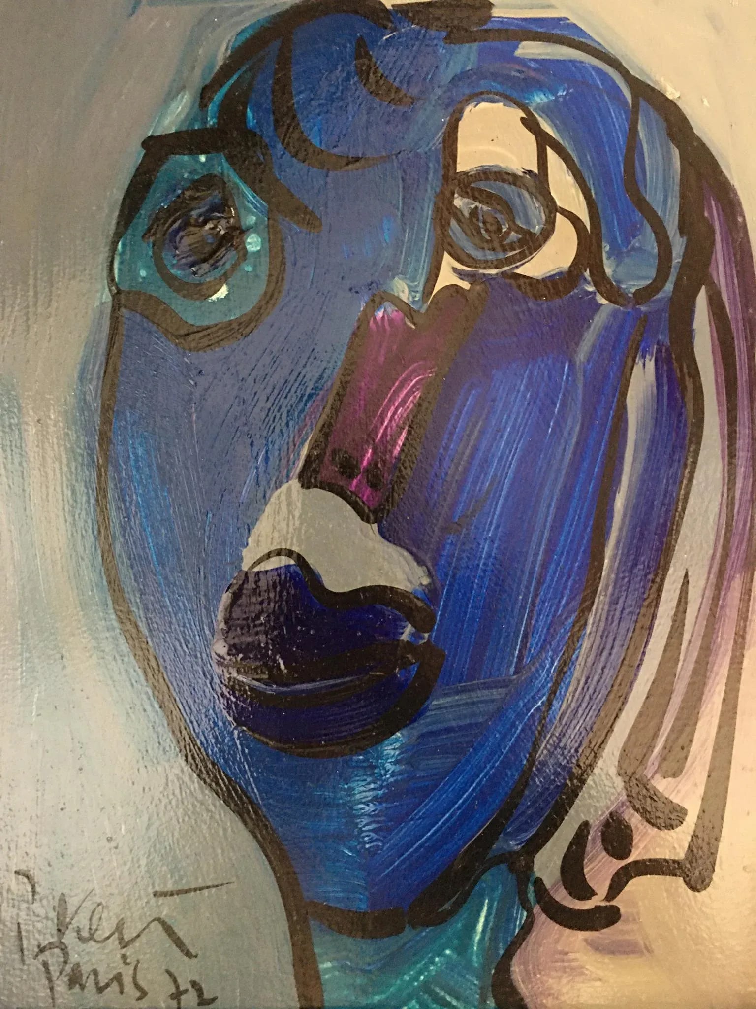 Abstract Portrait Painting by Peter Keil, Paris 1972 - 2