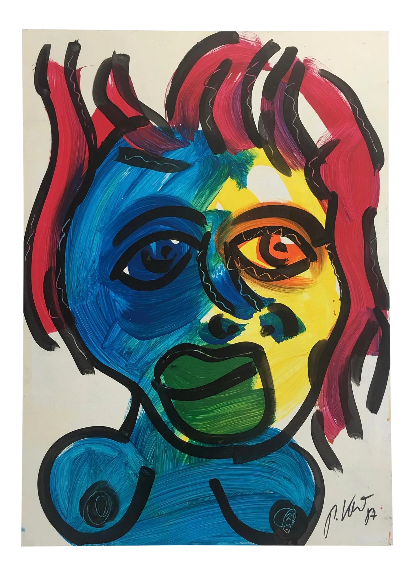 Peter Keil, 1987: Peter Keil is a German artist that focuses primarily on abstract expressionism. Keil painted with some of the greats including Joan Miro, Pablo Picasso and Andy Warhol, to name a few. This is an incre