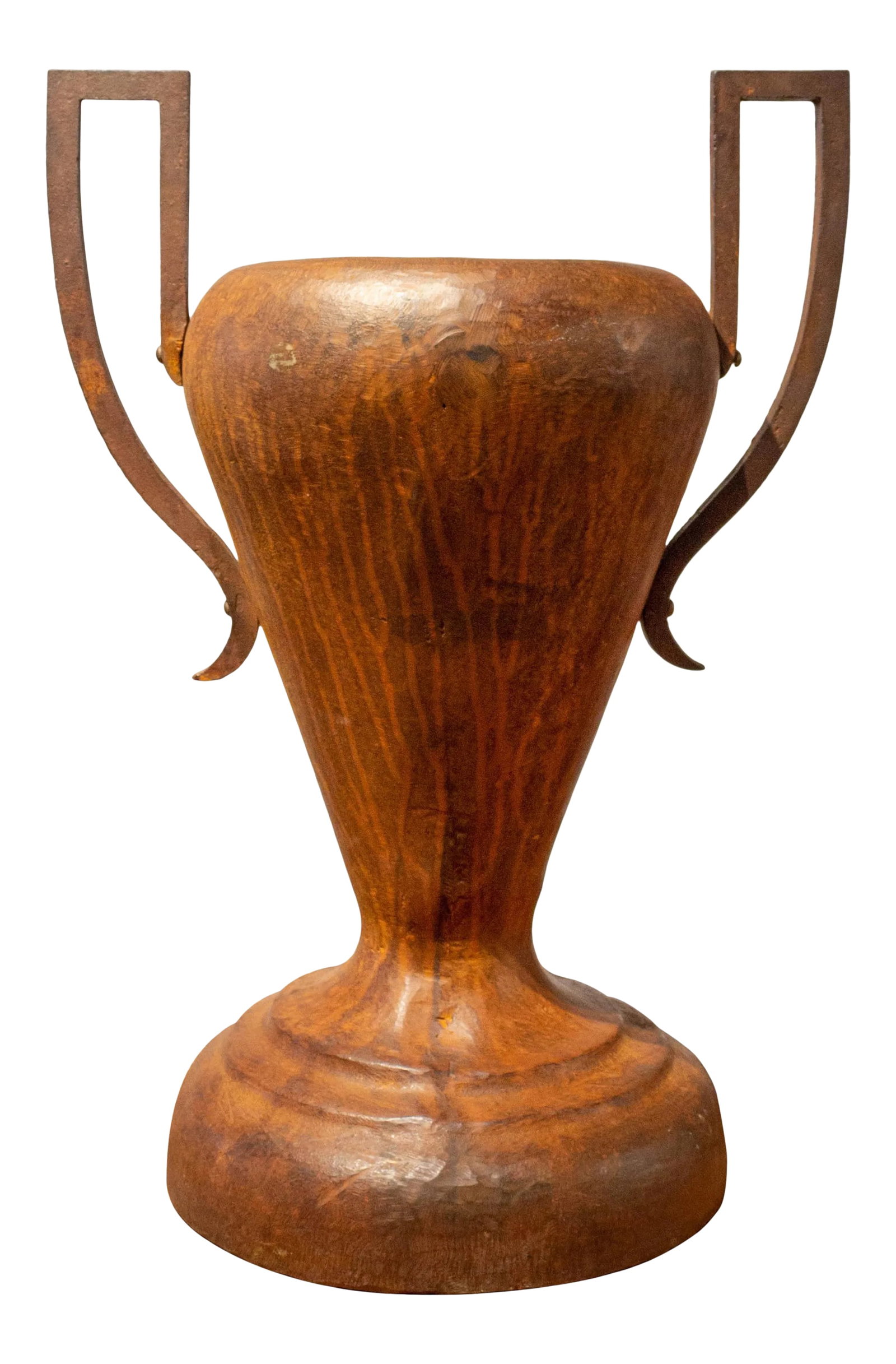 19th Century French Patinated Iron Urn: 19th-century French patinated iron urn with two shaped handles in beautiful condition. Condition: Alterations: Original Condition Unaltered Imperfections: Some Imperfections Condition Notes: Good Wear