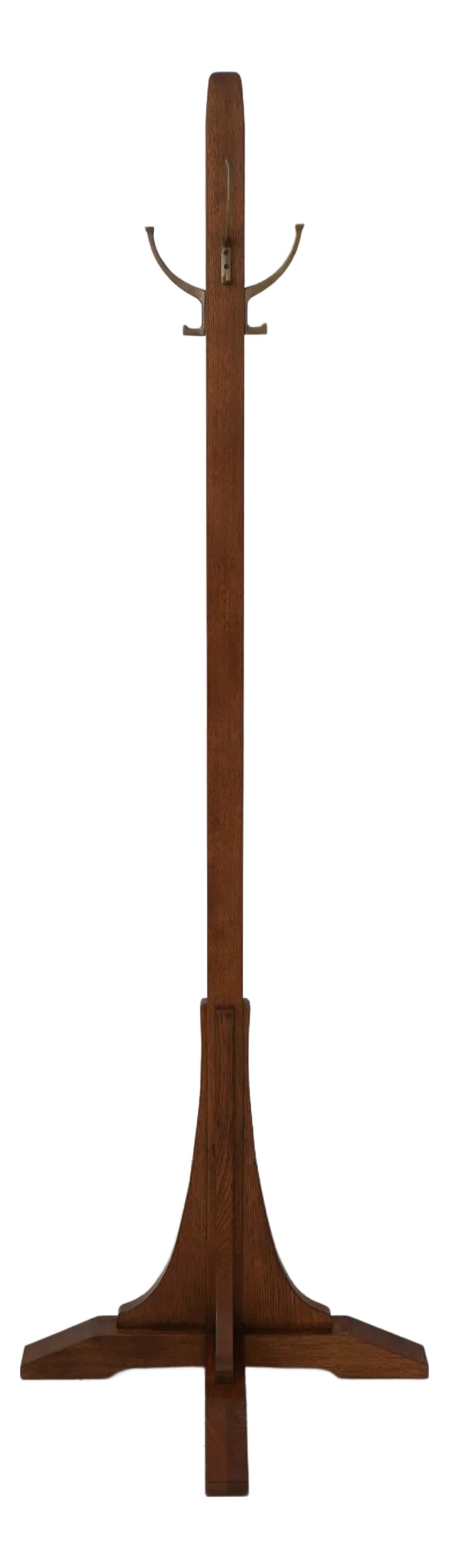 Stickley Mission Oak Arts & Crafts Coat Rack Tree: Age: Approx: 20 Years Old Details: High Quality Construction Arts & Crafts Style Oak Solid Brass Hardware Brass Hooks Condition: Excellent Original Finish & Condition Size: 24w x 24d x 72h C