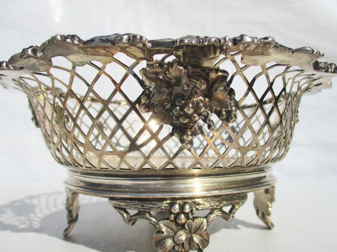 Dated 1928 James Dixon & Sons Sterling Silver Pierced Bowl - 4