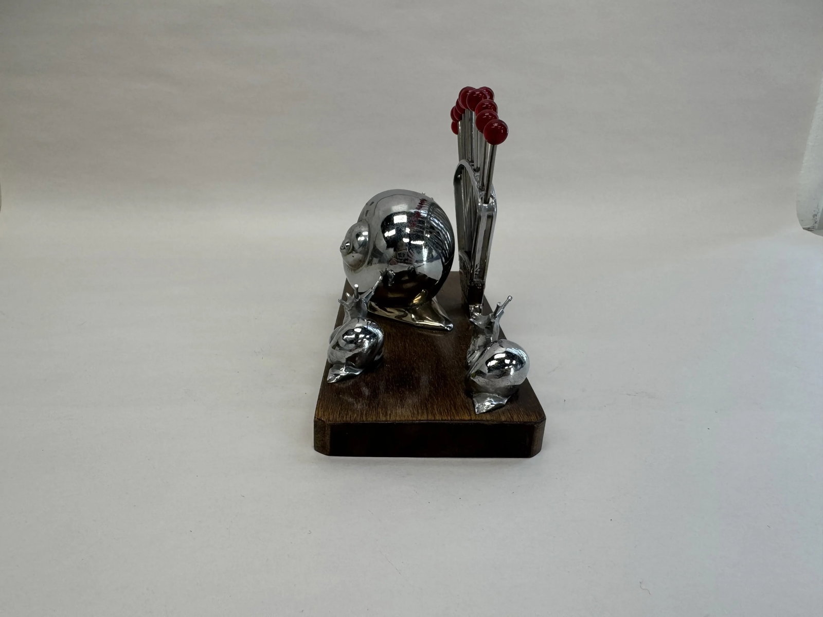 Early 20th Century Chrome Snail Cocktail Skewer / Escargot Fork Holder - 3
