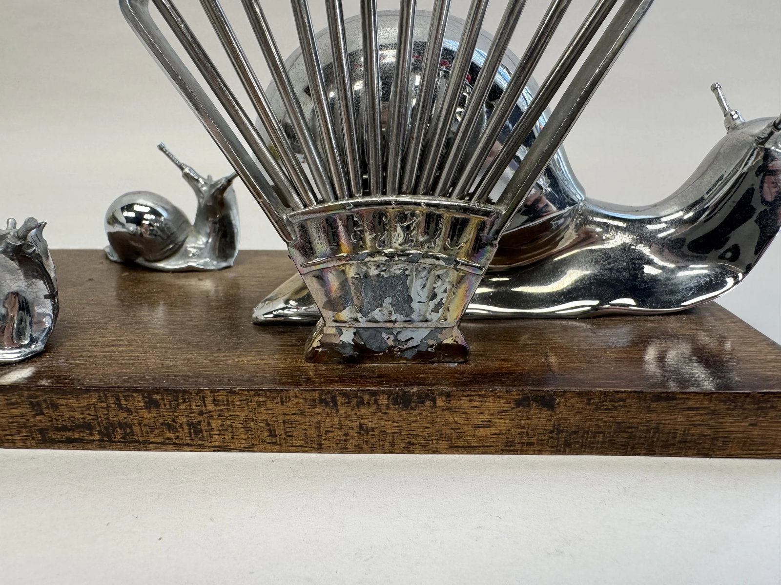 Early 20th Century Chrome Snail Cocktail Skewer / Escargot Fork Holder - 6