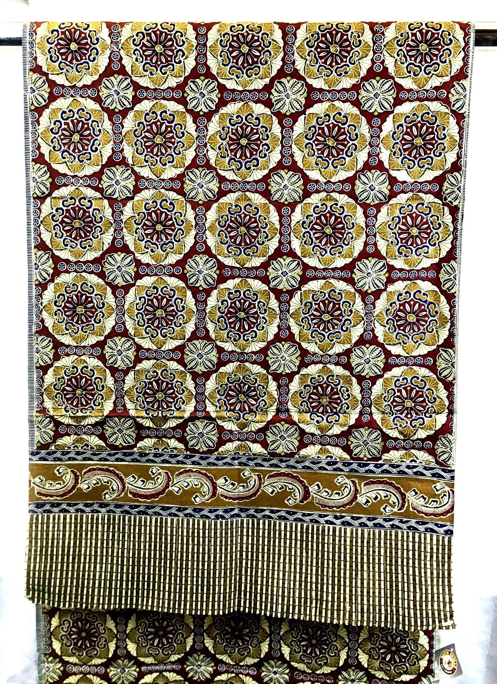Vintage Indonesian Hand Woven Gold Wax Overprint Batik Textile - 8