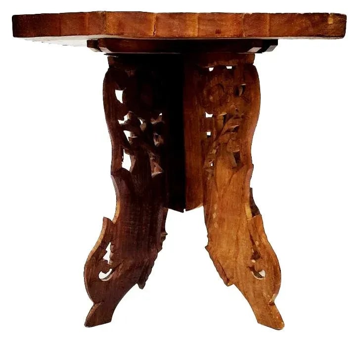 Vintage Indian Intricately Carved Wooden Plant Stand - 2