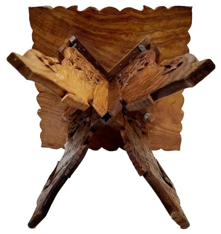 Vintage Indian Intricately Carved Wooden Plant Stand - 3