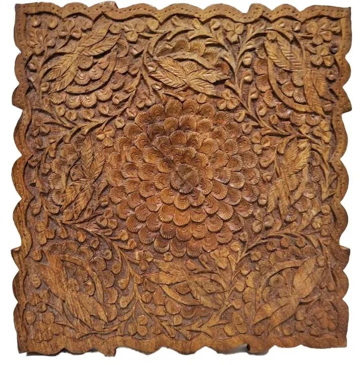 Vintage Indian Intricately Carved Wooden Plant Stand - 4