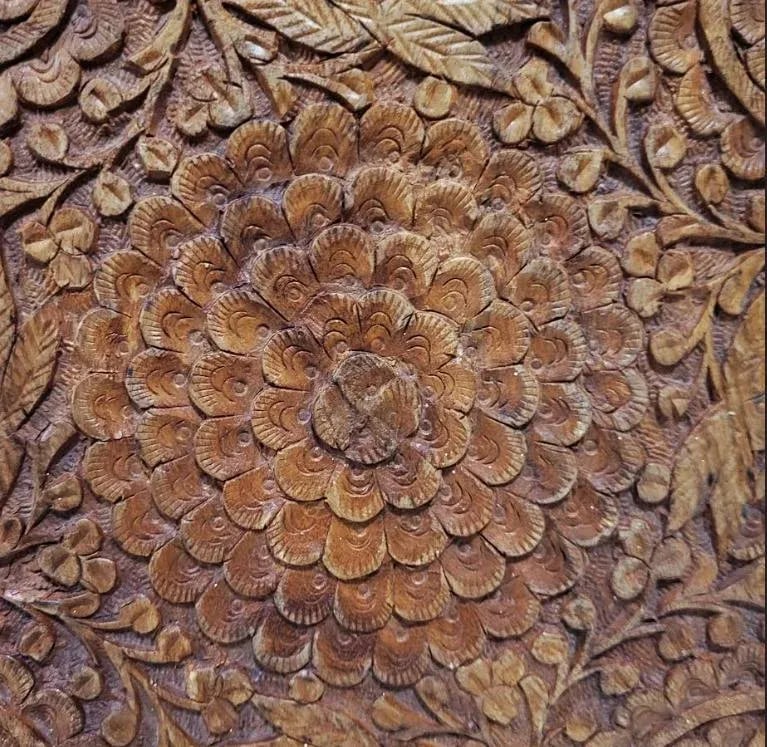 Vintage Indian Intricately Carved Wooden Plant Stand - 5