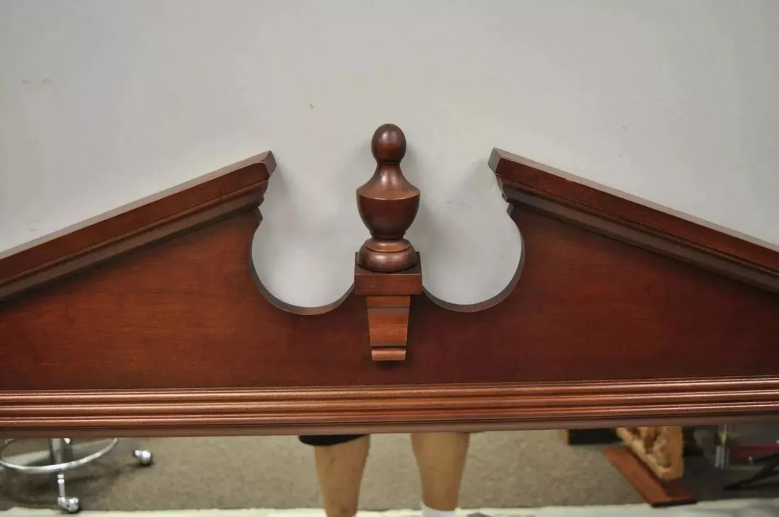 Late 20th Century Broyhill Usa Federal Style Broken Arch & Finial Cherry Wood Wall Dresser Mirror - 2