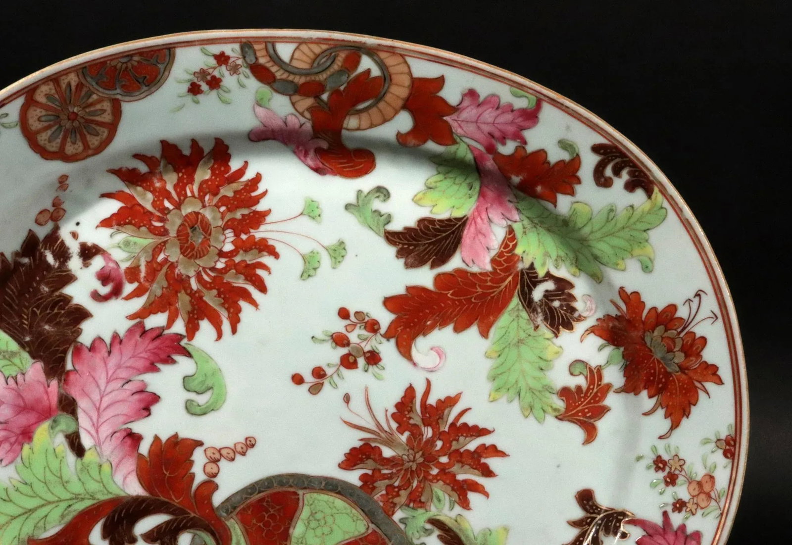 Opulent Botanicals: Chinese Export "Pseudo Tobacco Leaf" Oval Dish - 4