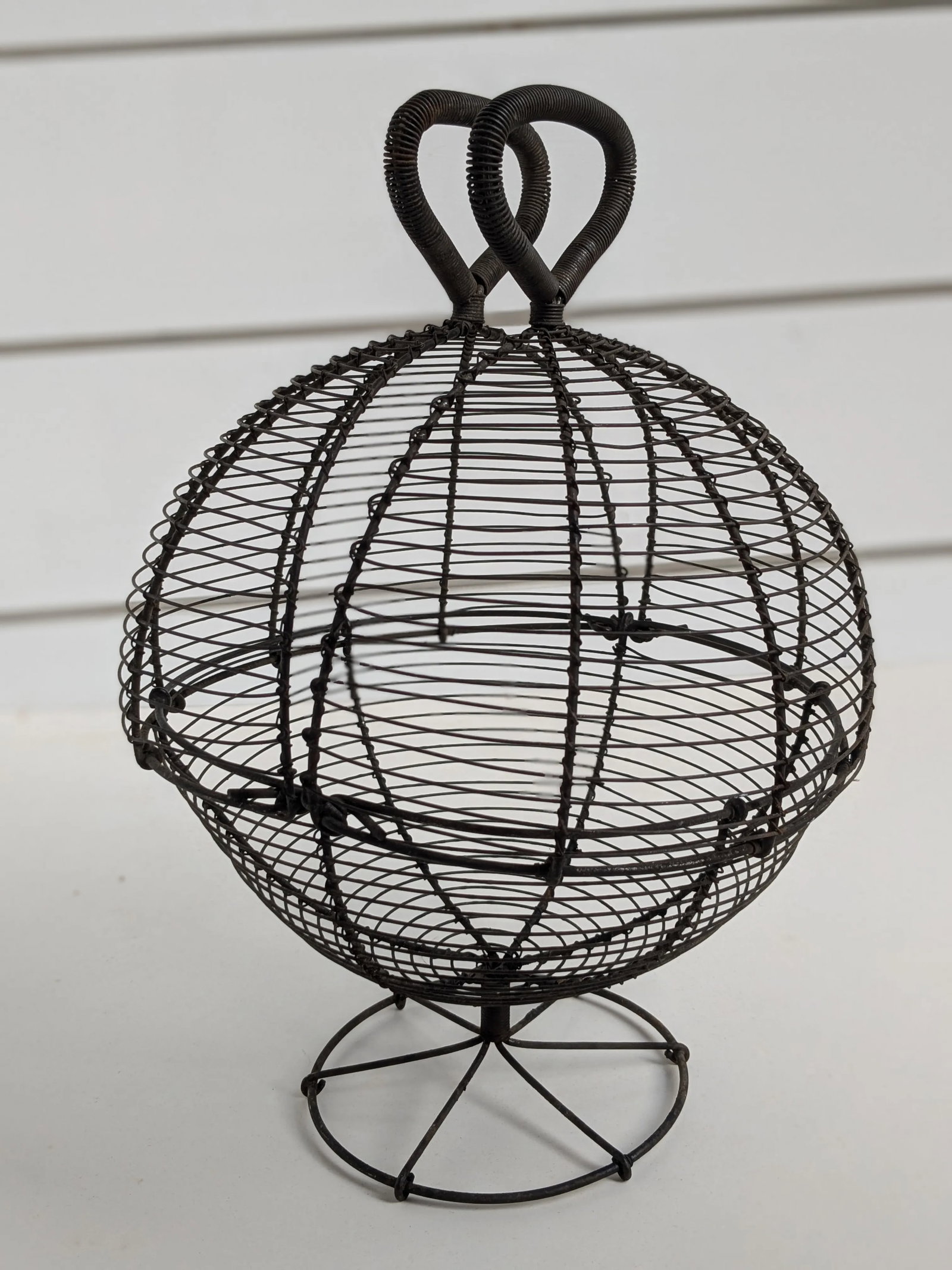 Antique French Primitive Wire Egg Basket / Lettuce Dryer - 6
