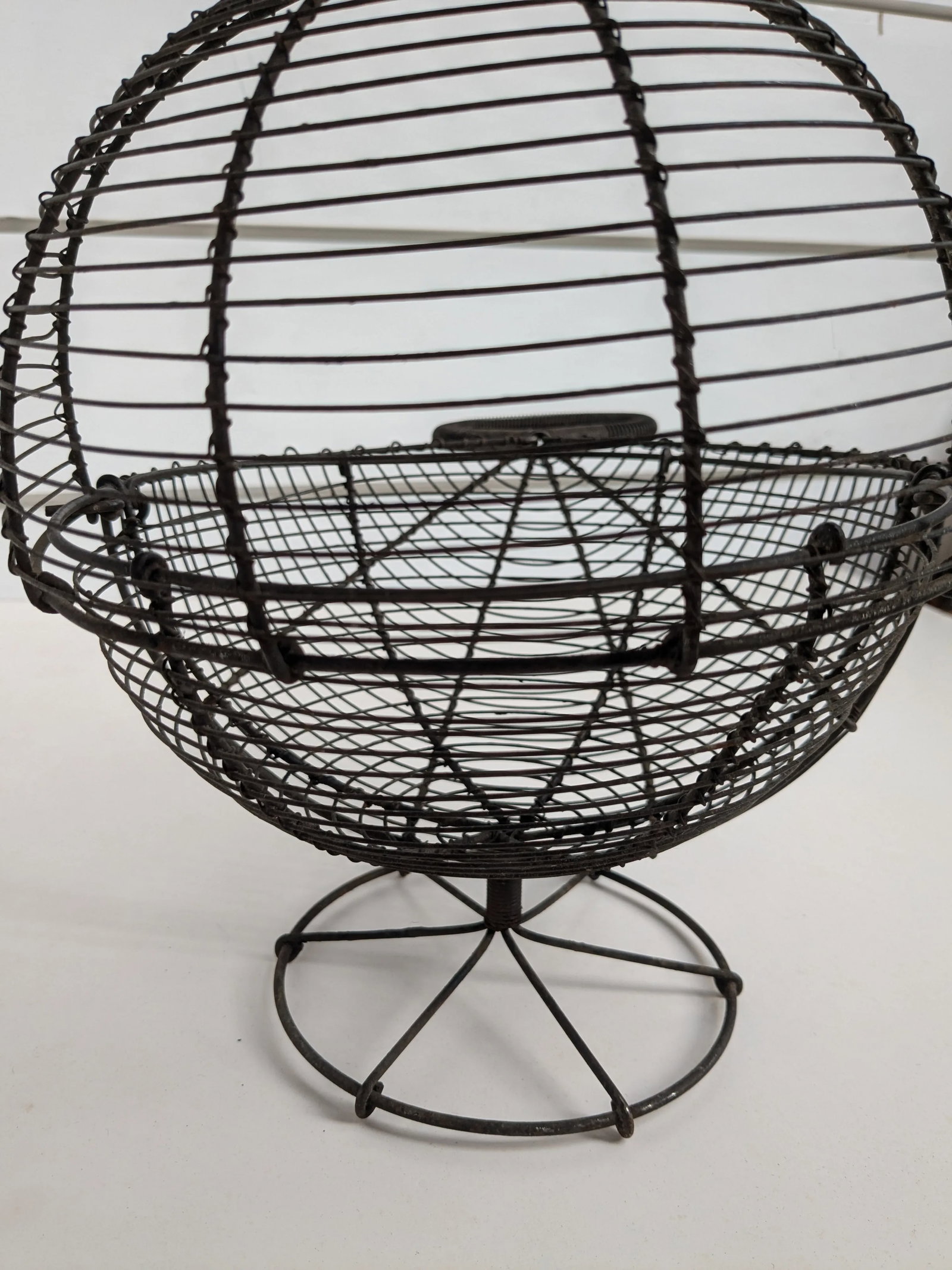 Antique French Primitive Wire Egg Basket / Lettuce Dryer - 7