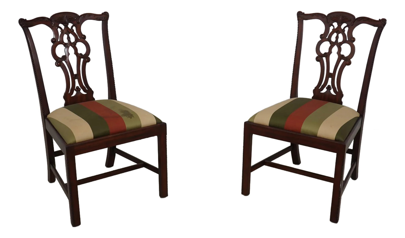 Pair Maitland Smith Chippendale Mahogany Side Chairs (1 of 12)