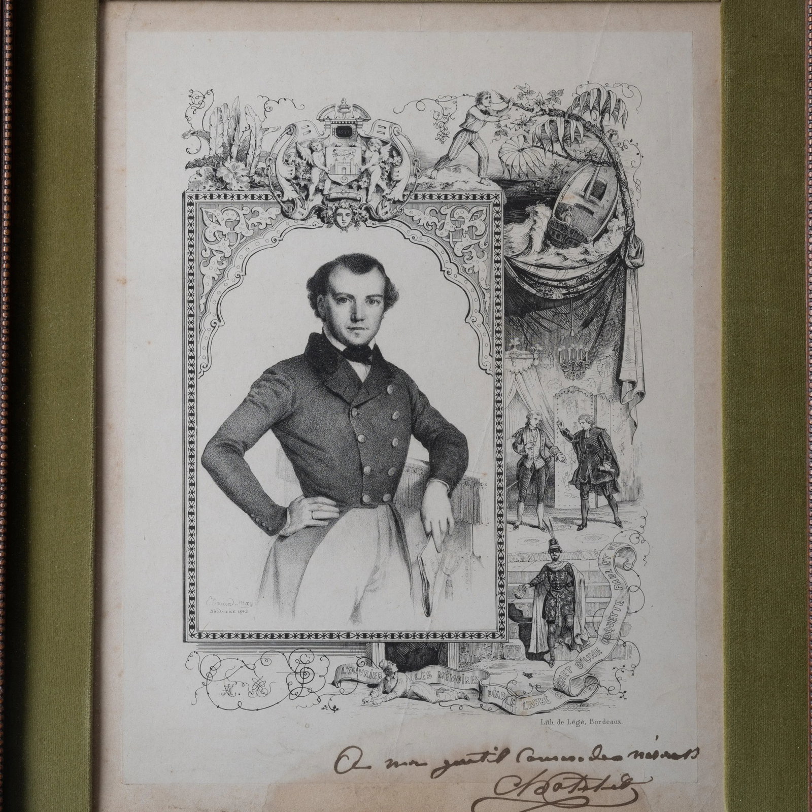 Signed French Actors Lithographs, c.1843 - 8