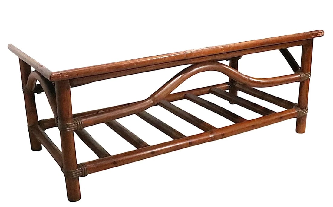 Mid Century Bamboo and Laminate Coffee Table Att. To John Wisner - 10