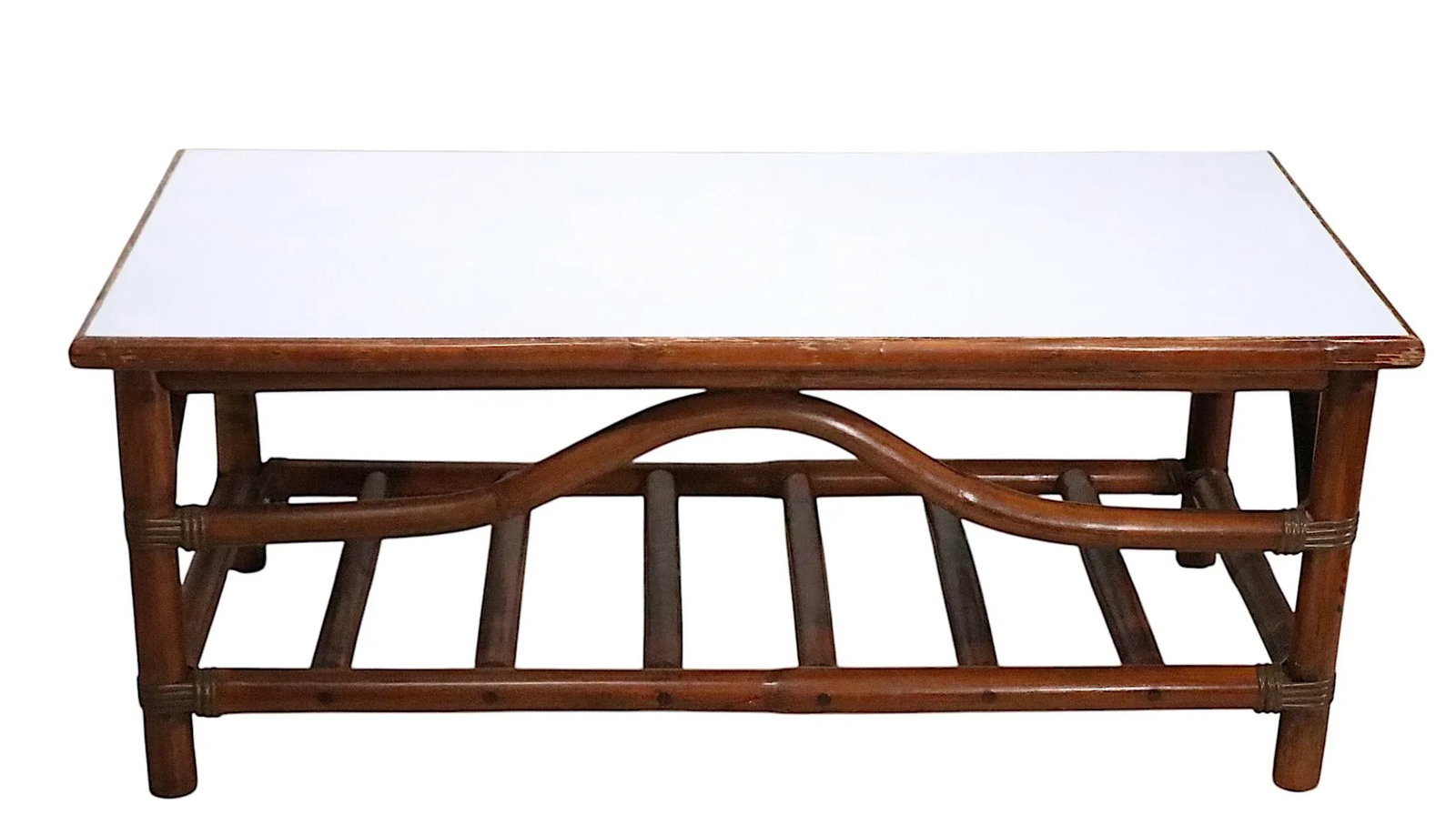 Mid Century Bamboo and Laminate Coffee Table Att. To John Wisner - 11